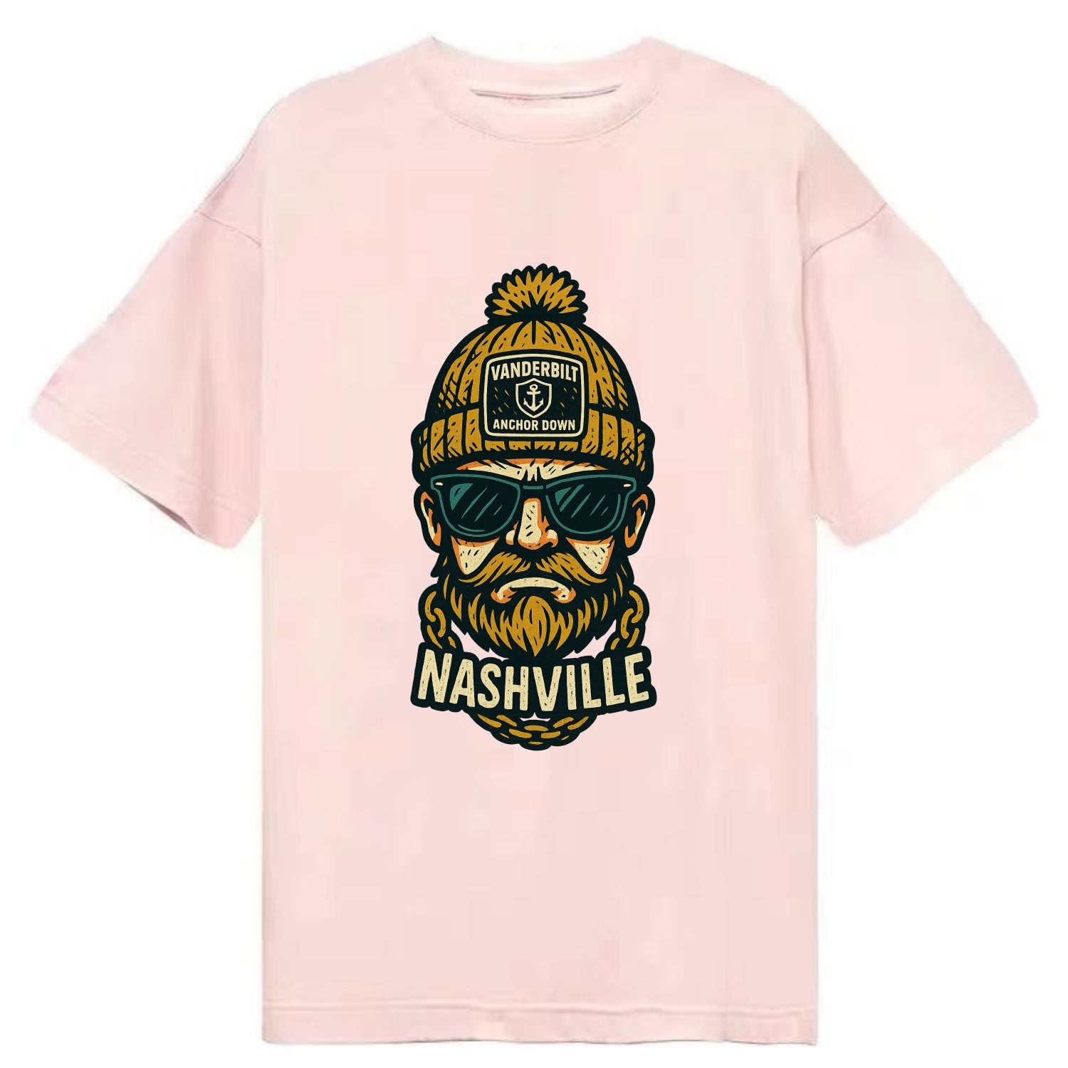 Nashville Commodore wearing Vanderbilt beanie with anchor patch - Classic T-shirt - Pink