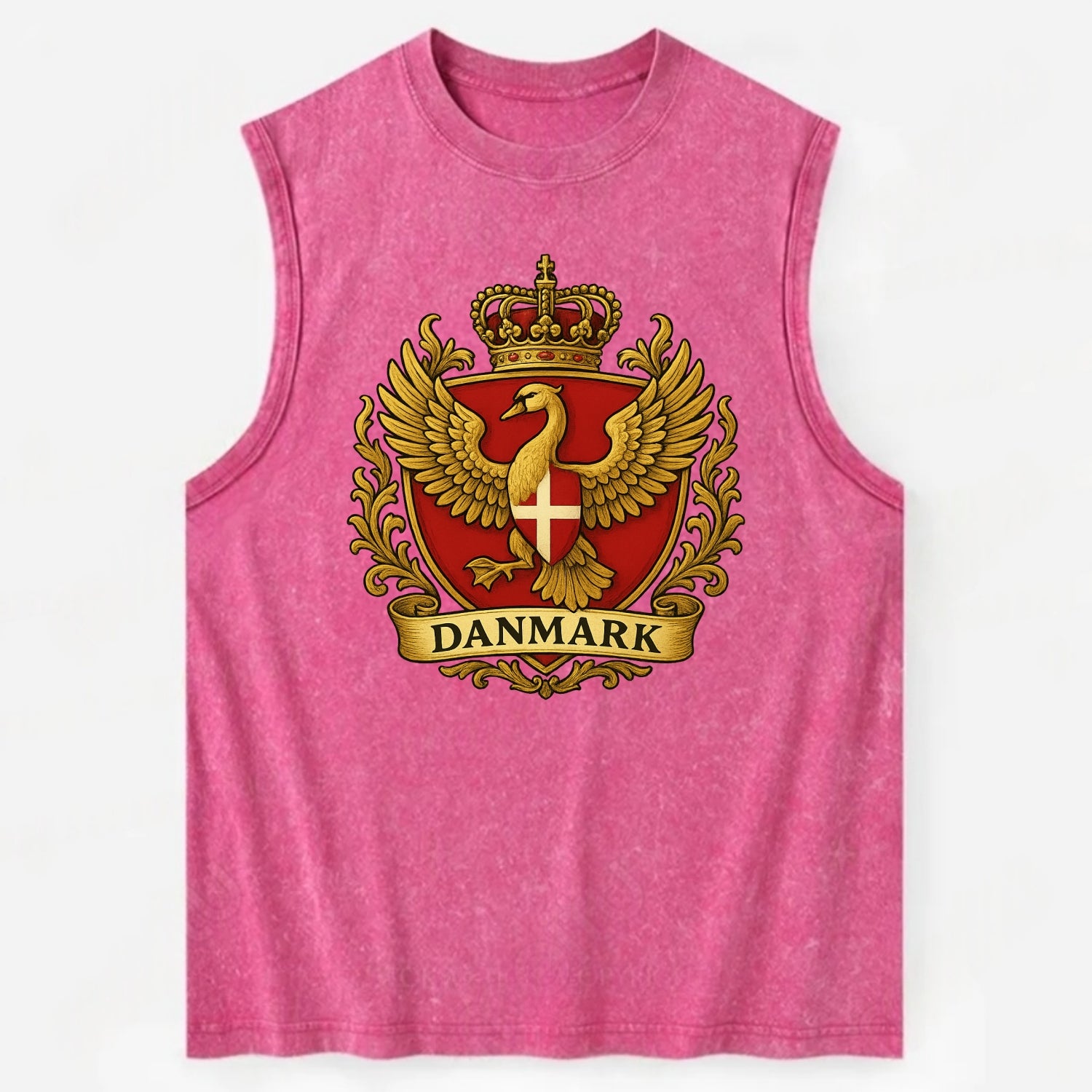 Denmark Heritage Badge  - Vintage Washed Tank - Pink