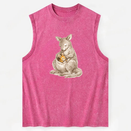 MOTHER'S POUCH | Kangaroo maternal embrace | Joey safe inside | Protective - Vintage Washed Tank