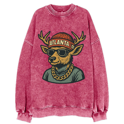 "deer" "atlanta" "atl" "red" "us South" - Vintage Sweatshirt - Pink