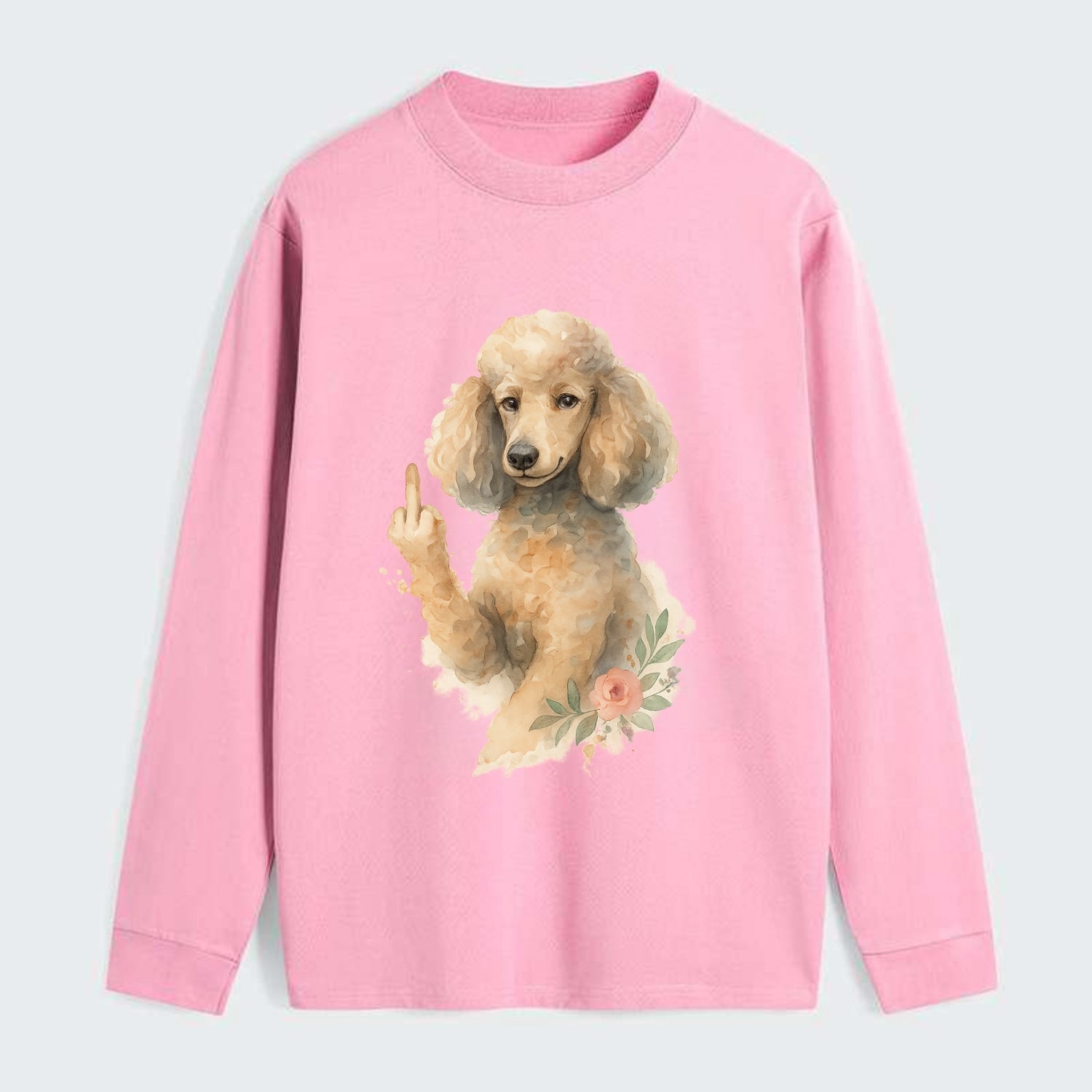 Standard Poodle with curly styled coat, intelligent face, fancy paw - Classic Long Sleeve Shirt - Pink