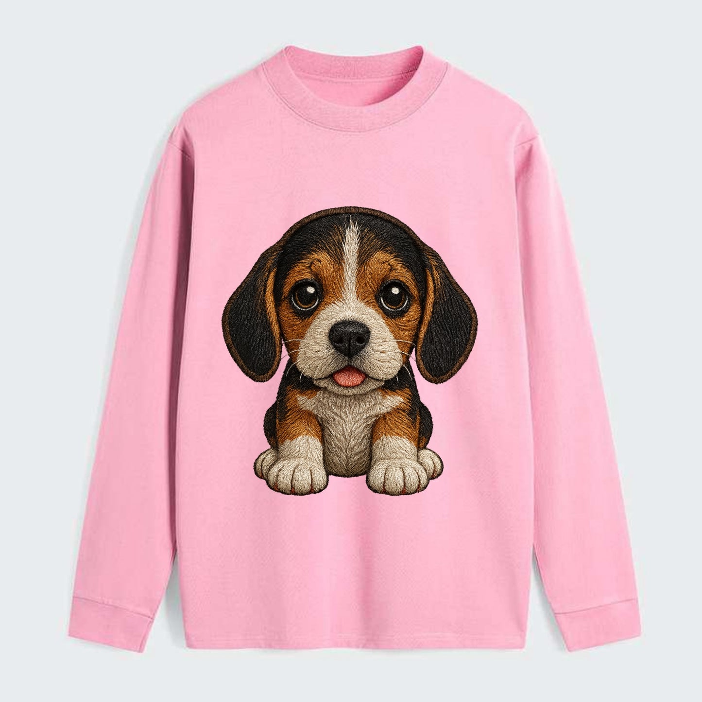 Baby Beagle Puppy - tricolor coat, long droopy ears, big pleading eyes, - Classic Long Sleeve Shirt - Pink
