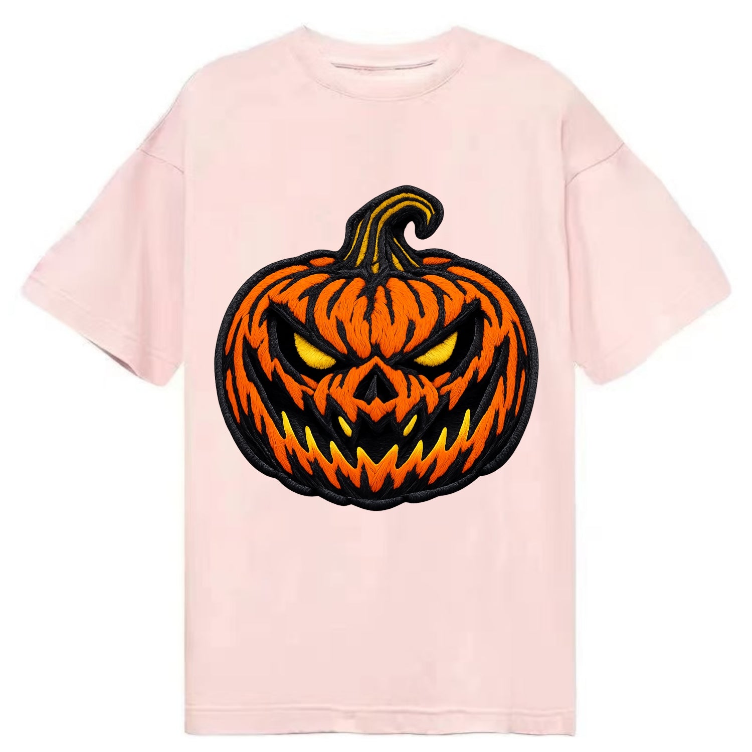 HALLOWEEN PUMPKIN - jack o lantern in orange and black , spooky - Classic T-shirt - Pink