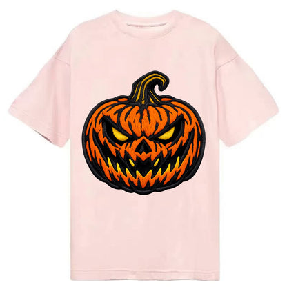 HALLOWEEN PUMPKIN - jack o lantern in orange and black , spooky - Classic T-shirt - Pink