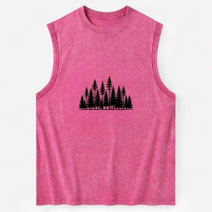 Pine Forest - Vintage Washed Tank - Pink