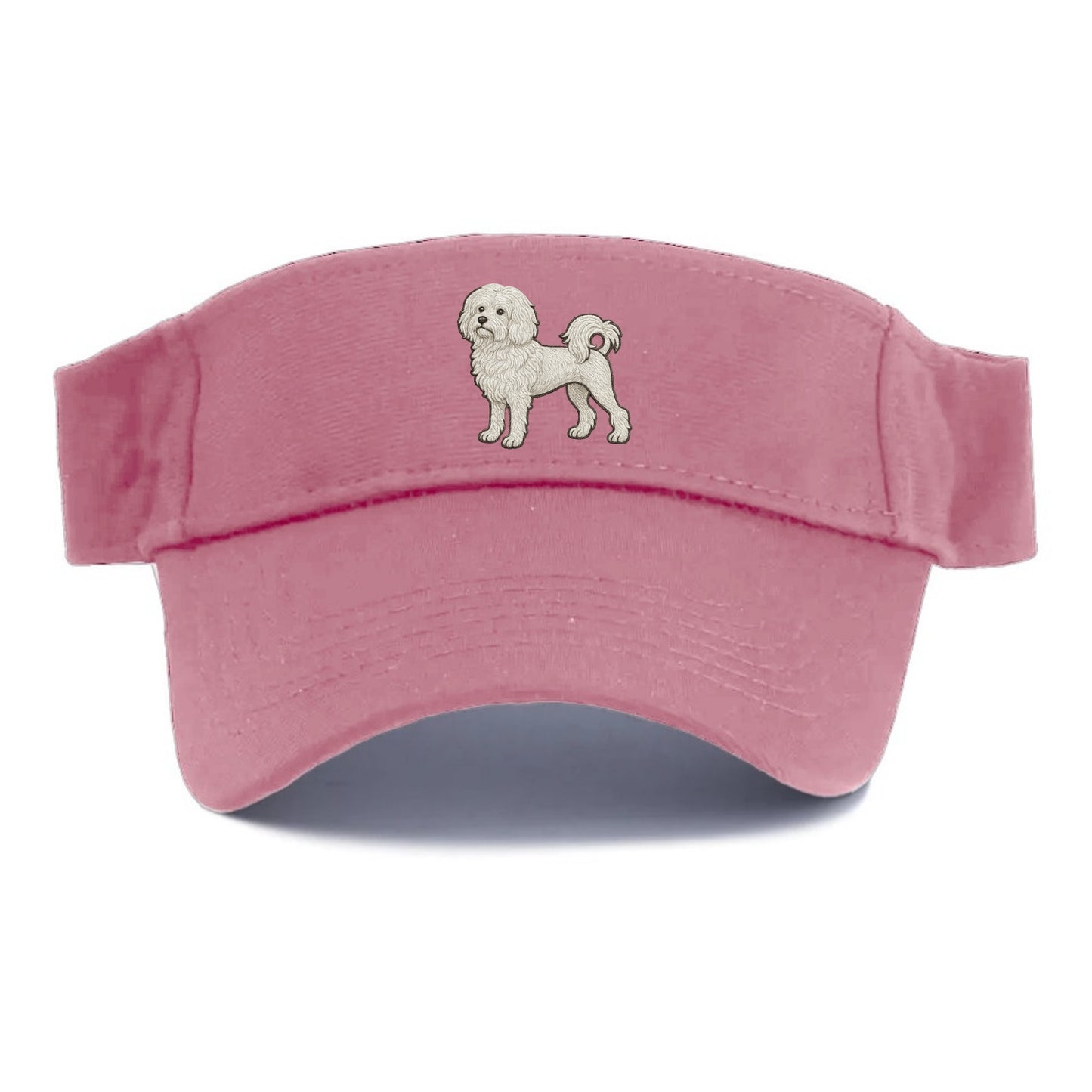 Löwchen - Little Lion Dog white embroidered pose - Visor - Pink