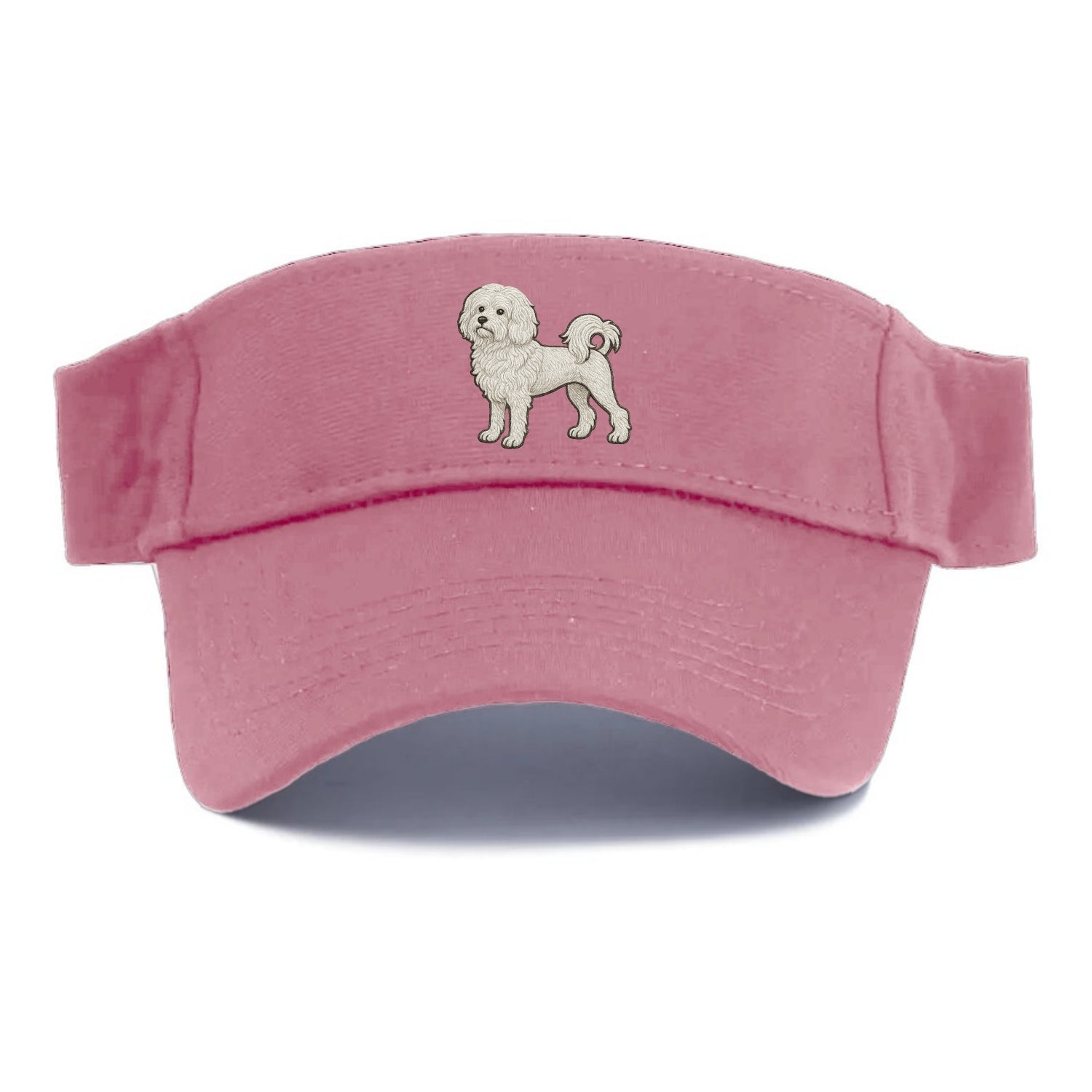 Löwchen - Little Lion Dog white embroidered pose - Visor - Pink