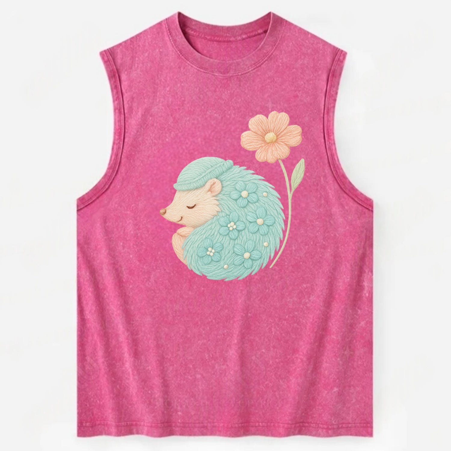 Aqua Hedgehog - Vintage Washed Tank - Pink