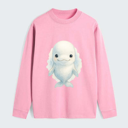 Baby Beluga Whale - pure white, rounded forehead, small eyes with big - Classic Long Sleeve Shirt - Pink