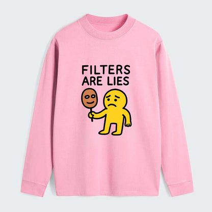 FILTERS ARE LIES | Mask arguing with face - Classic Long Sleeve Shirt - Pink