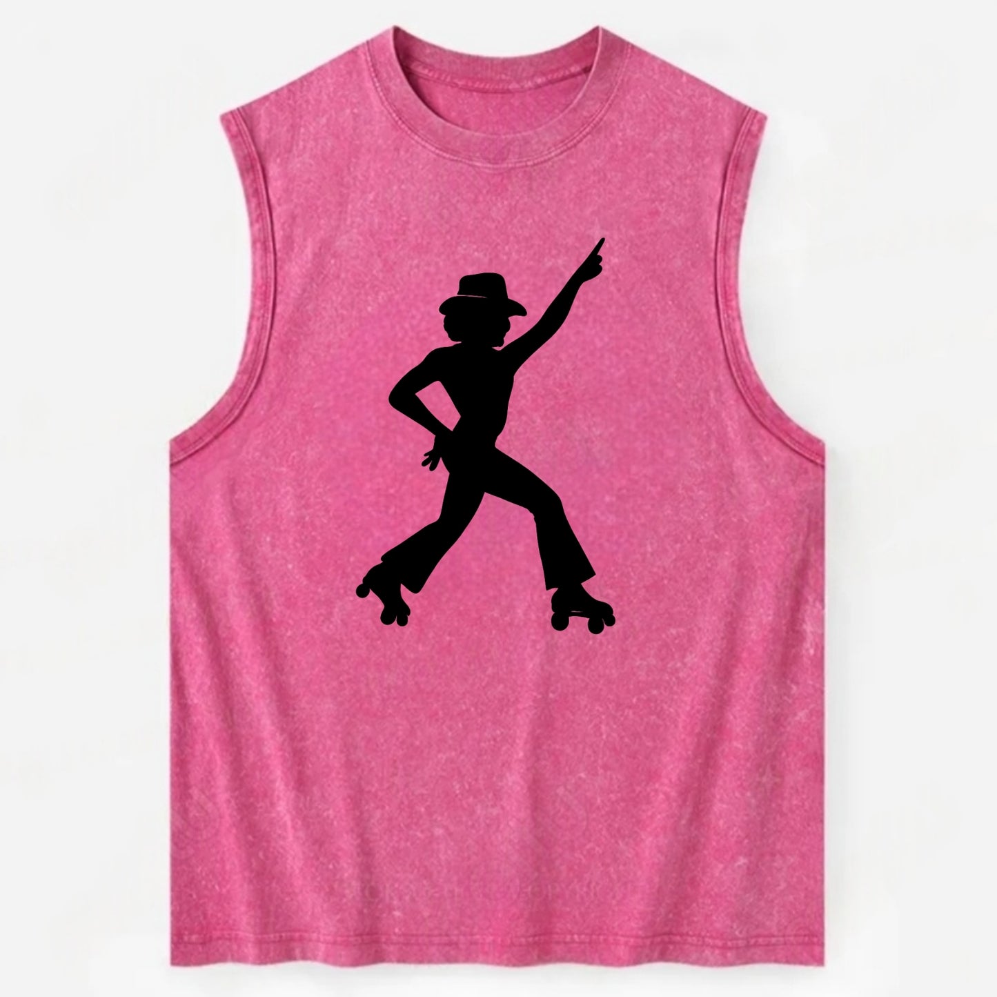 Retro roller skater in disco pose - Vintage Washed Tank - Pink
