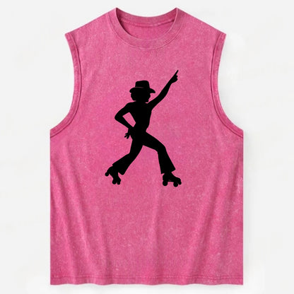 Retro roller skater in disco pose - Vintage Washed Tank - Pink