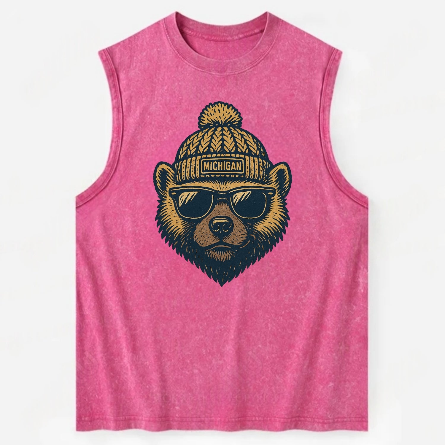 Ann Arbor Wolverine wearing Michigan bea - Vintage Washed Tank - Pink