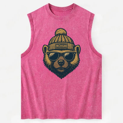 Ann Arbor Wolverine wearing Michigan bea - Vintage Washed Tank - Pink