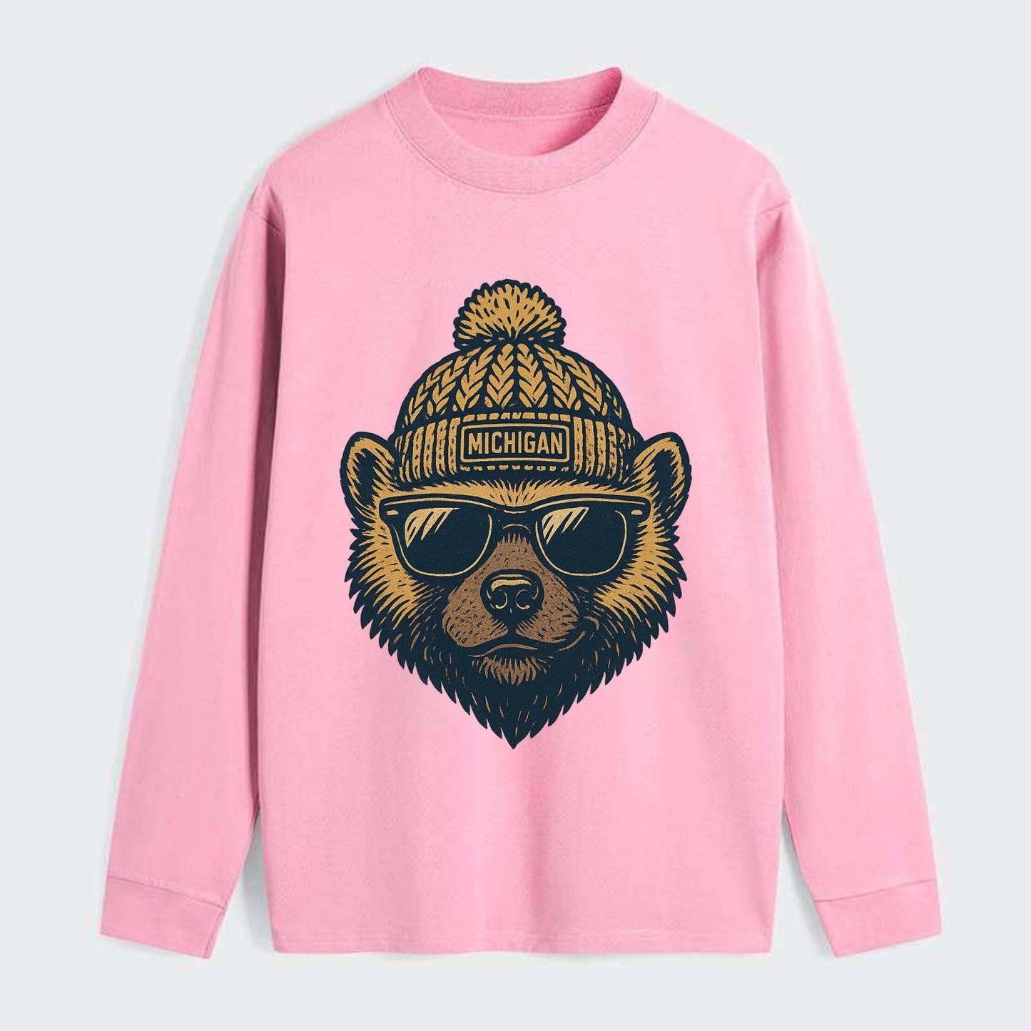 Ann Arbor Wolverine wearing Michigan bea - Classic Long Sleeve Shirt - Pink