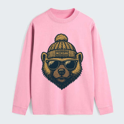 Ann Arbor Wolverine wearing Michigan bea - Classic Long Sleeve Shirt - Pink