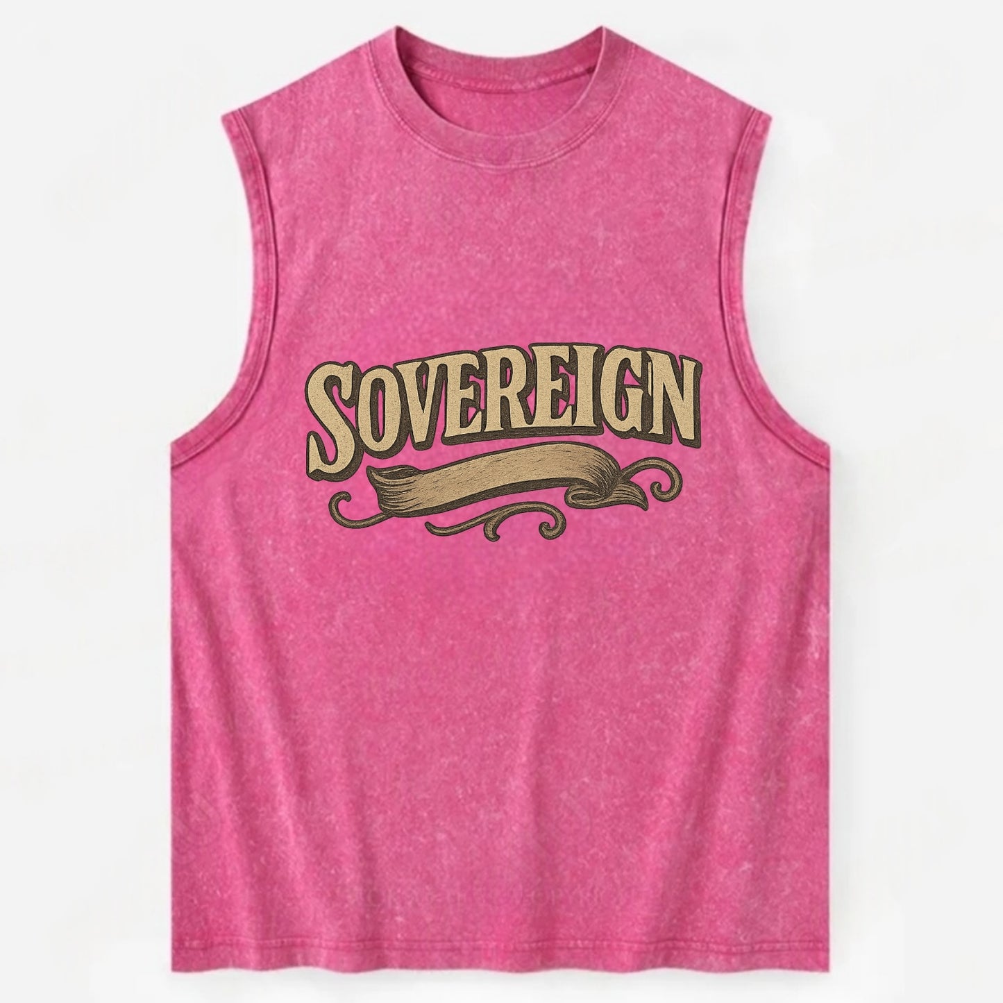Bold typography design - "SOVEREIGN" - self-ruled, autonomous, in control - Vintage Washed Tank - Pink