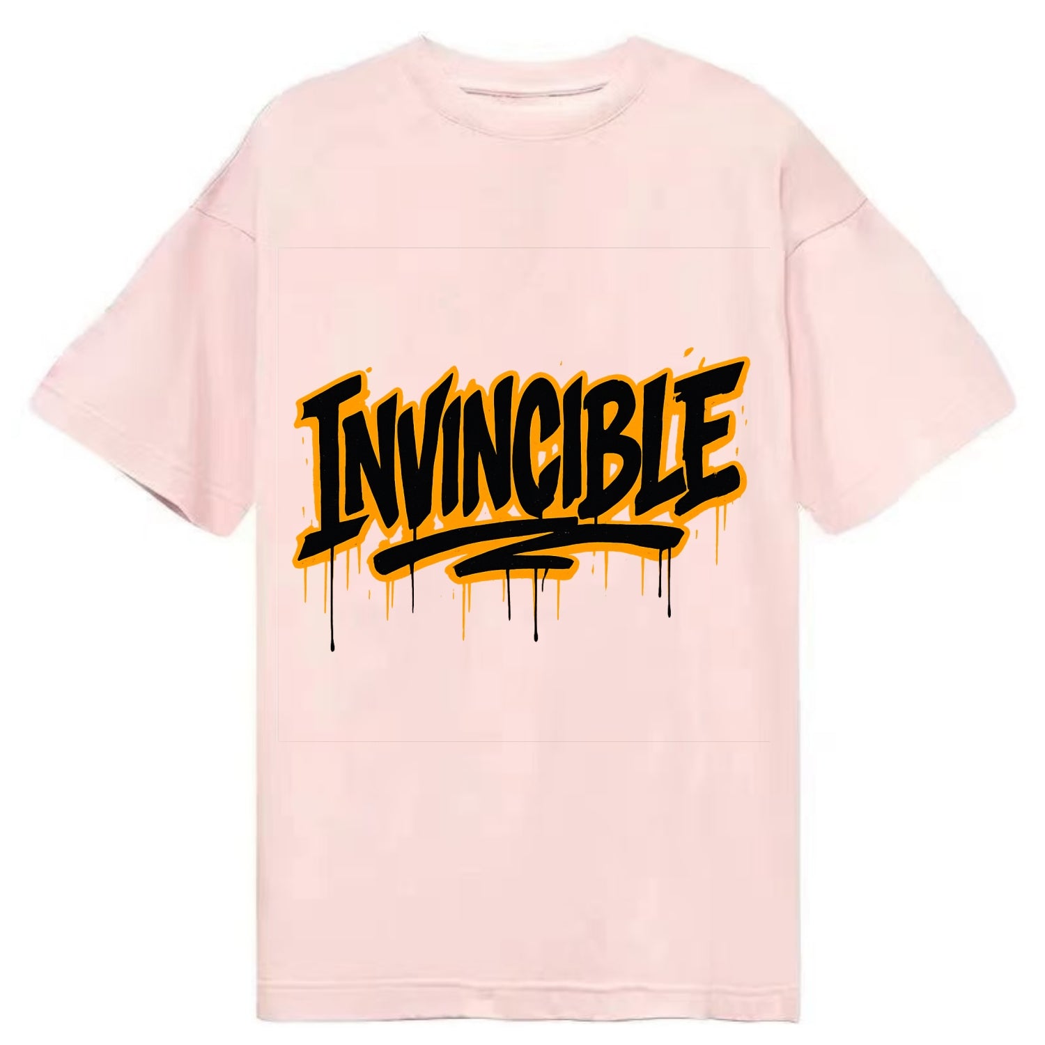 Bold typography design - "INVINCIBLE" - cannot be defeated, unconquerable - Classic T-shirt - Pink