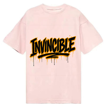 Bold typography design - "INVINCIBLE" - cannot be defeated, unconquerable - Classic T-shirt - Pink