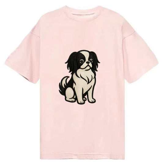 Japanese Chin - Black and white sitting Classic T-shirt - Pink