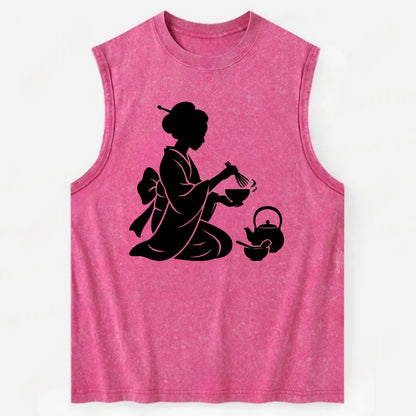 Geisha traditional tea ceremony - Vintage Washed Tank - Pink
