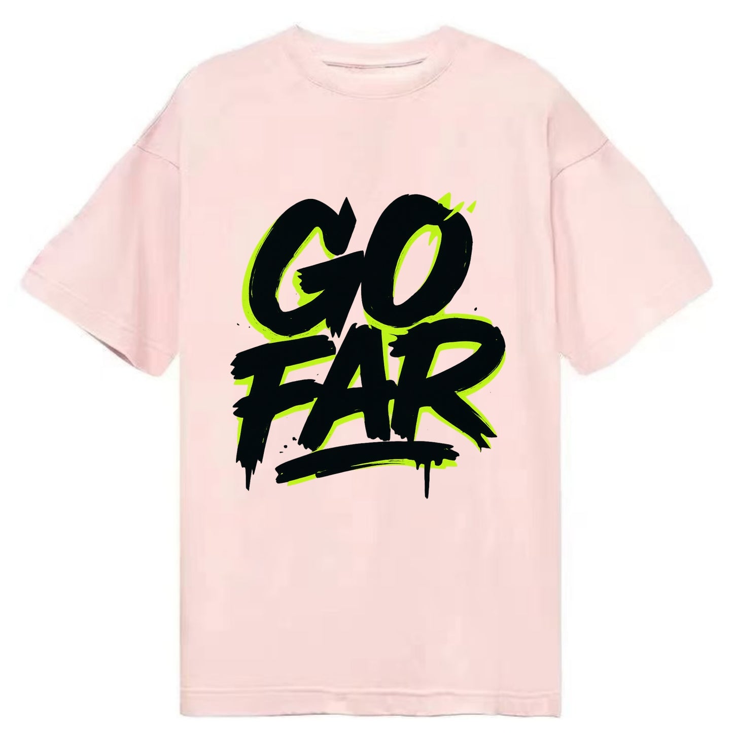 Bold typography design - "GO FAR" - distance goals, pushing limits - Classic T-shirt - Pink