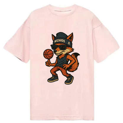 Washington Fox wearing Wizards beanie with capitol patch and wayfarer sunglasses - Classic T-shirt - Pink