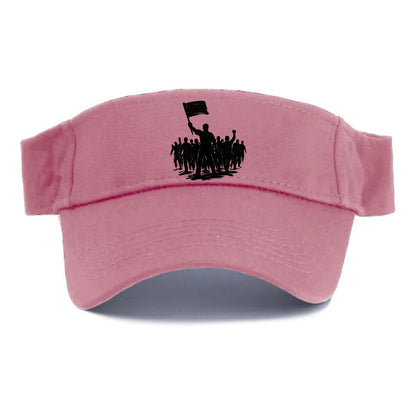 Crowd of protesters marching - solidarity movement ink painting - Visor - Pink