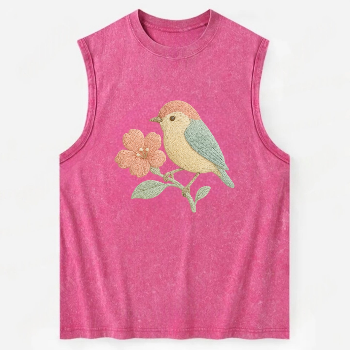 Peach Flowerpecker - Vintage Washed Tank - Pink
