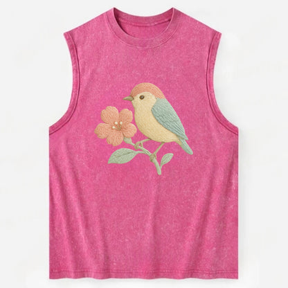 Peach Flowerpecker - Vintage Washed Tank - Pink