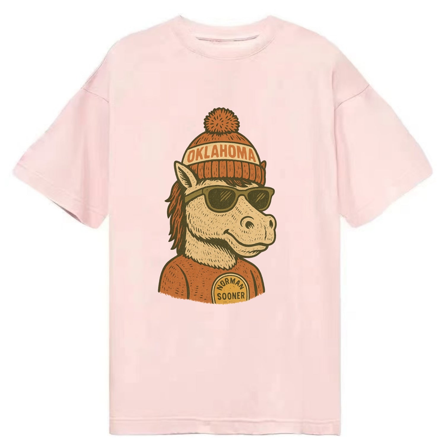 Norman Sooner Horse wearing Oklahoma bea - Classic T-shirt - Pink