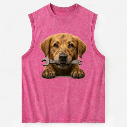 Mechanic Dog  - Vintage Washed Tank - Pink