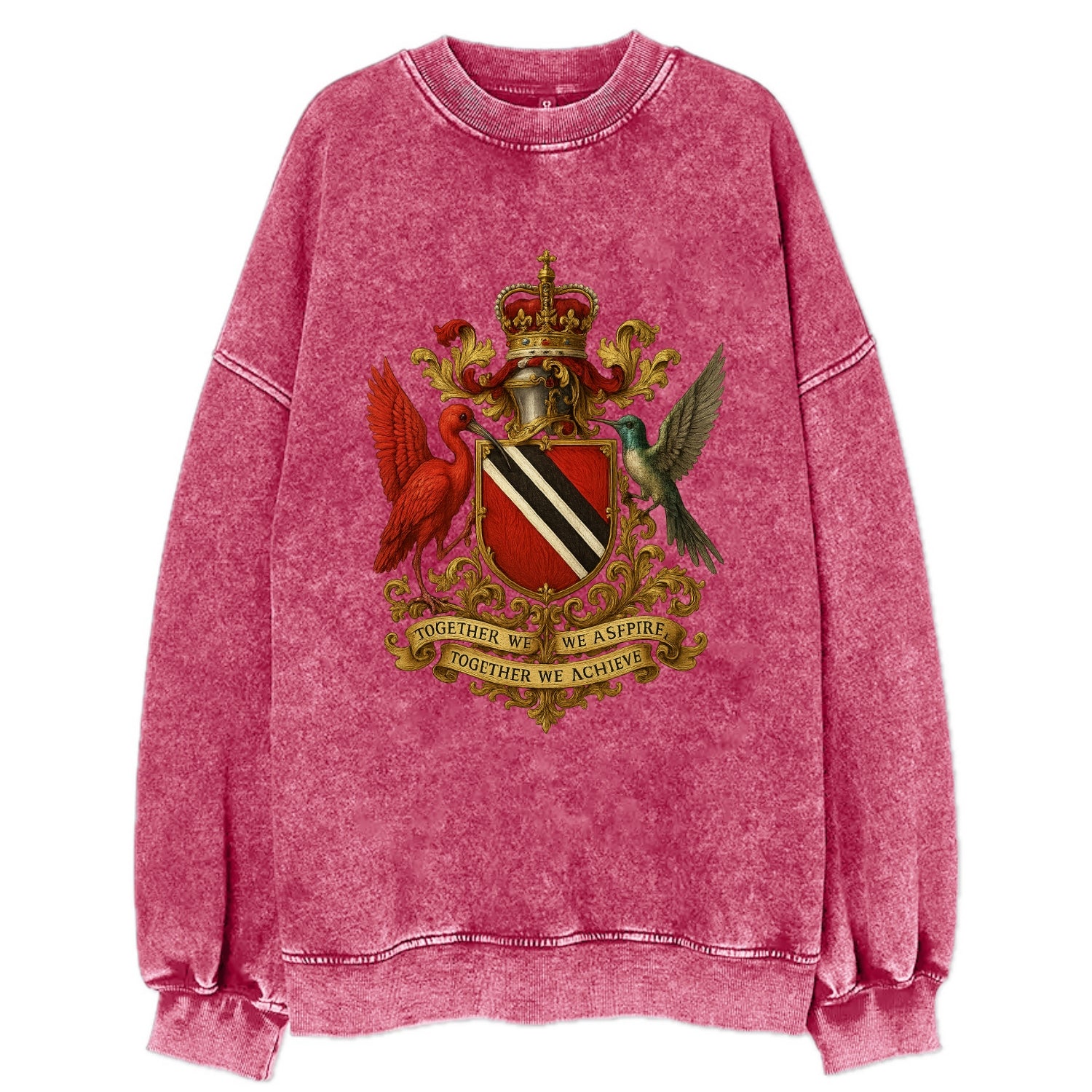 Trinidad Scarlet Ibis Emblem  - Vintage Sweatshirt - Pink