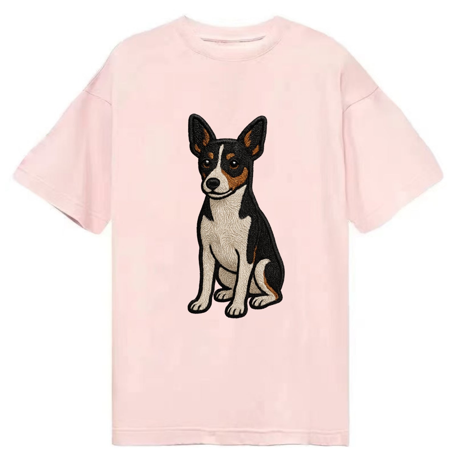 Rat Terrier - Tri-color embroidered pose Classic T-shirt - Pink