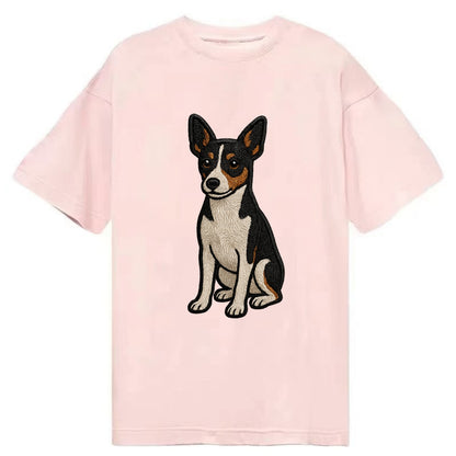 Rat Terrier - Tri-color embroidered pose Classic T-shirt - Pink