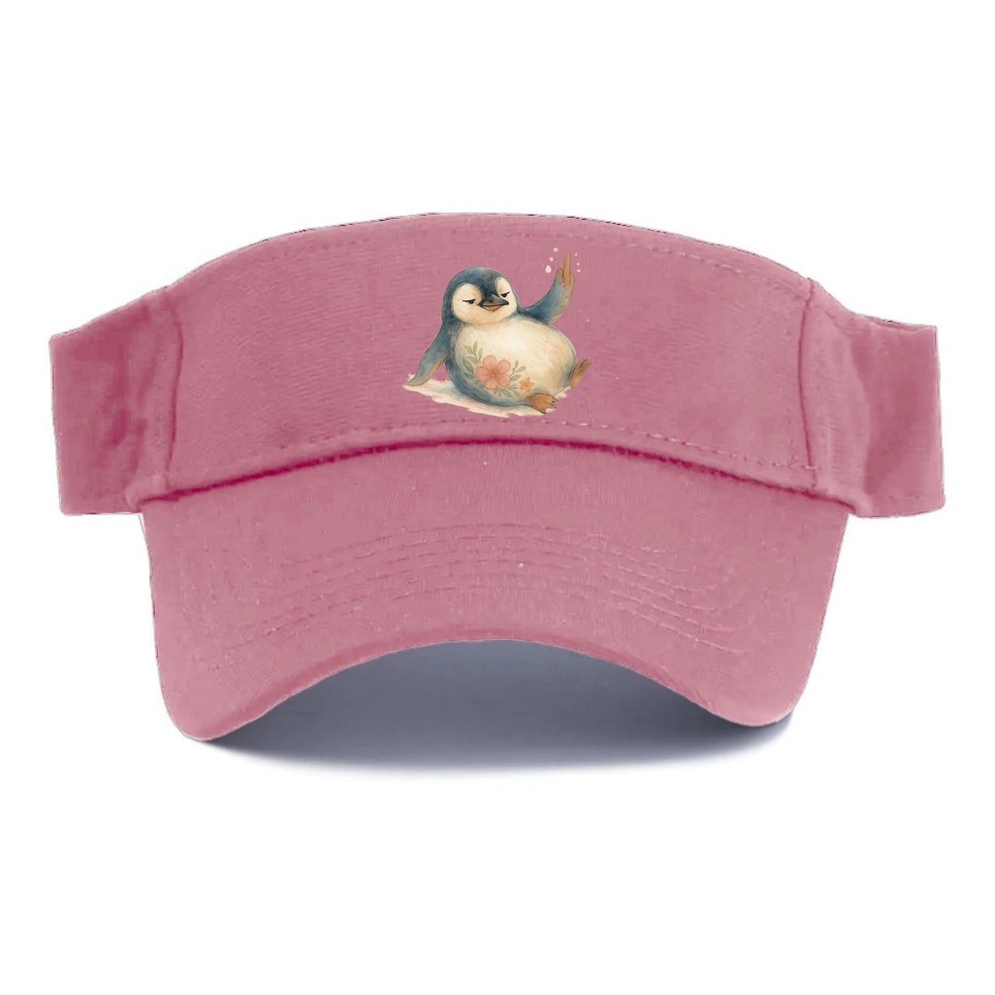 chubby penguin sliding on belly, one flipper up giving attitude - Visor - Pink