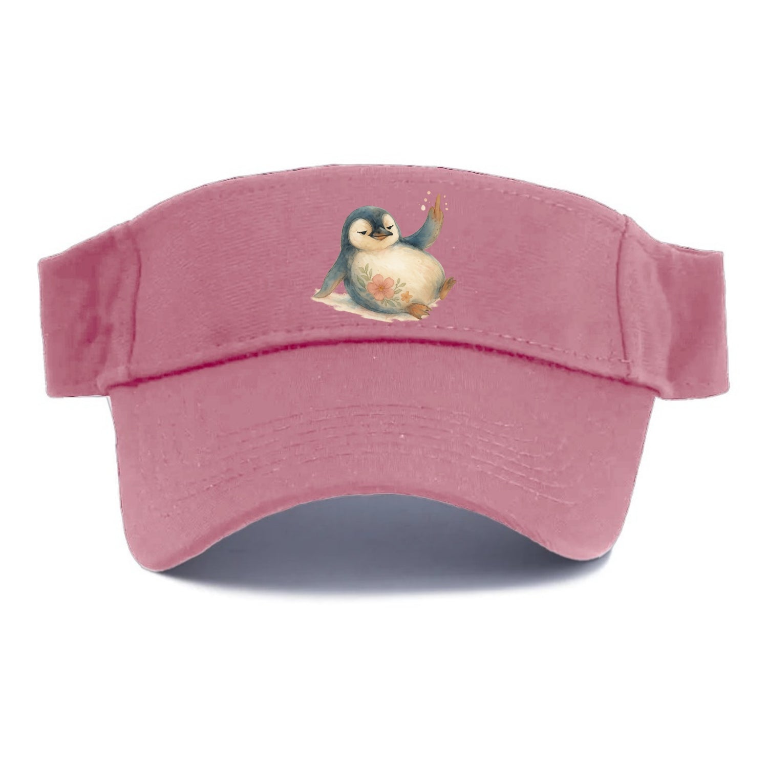 chubby penguin sliding on belly, one flipper up giving attitude - Visor - Pink