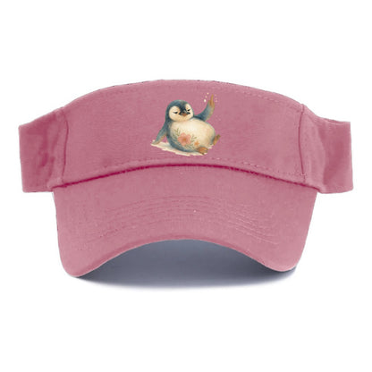 chubby penguin sliding on belly, one flipper up giving attitude - Visor - Pink