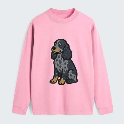 English Cocker Spaniel - Blue roan embroidered sitting pose - Classic Long Sleeve Shirt - Pink