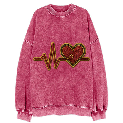 Heartbeat Line  - Vintage Sweatshirt - Pink