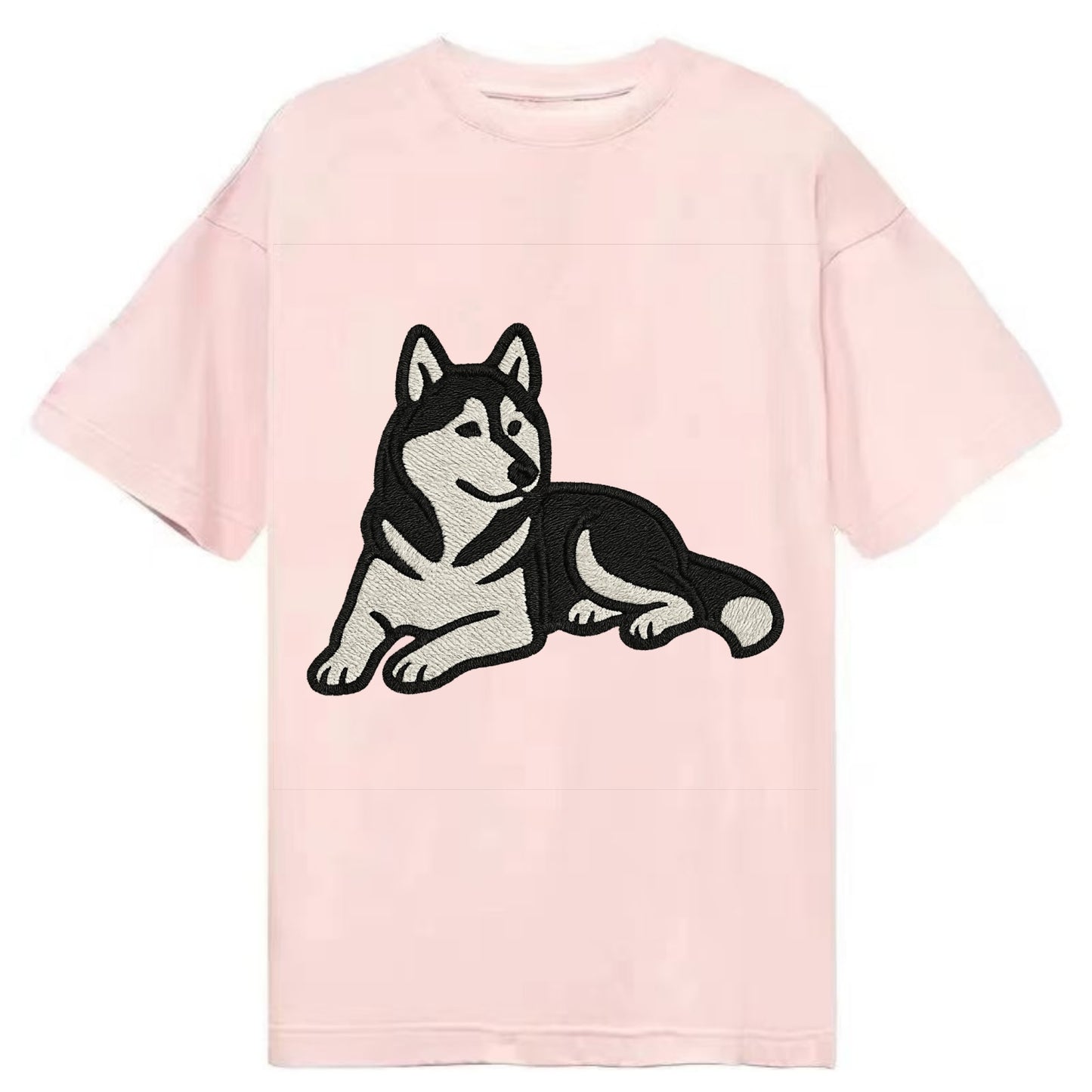 Siberian Husky - Black and white relaxed Classic T-shirt - Pink