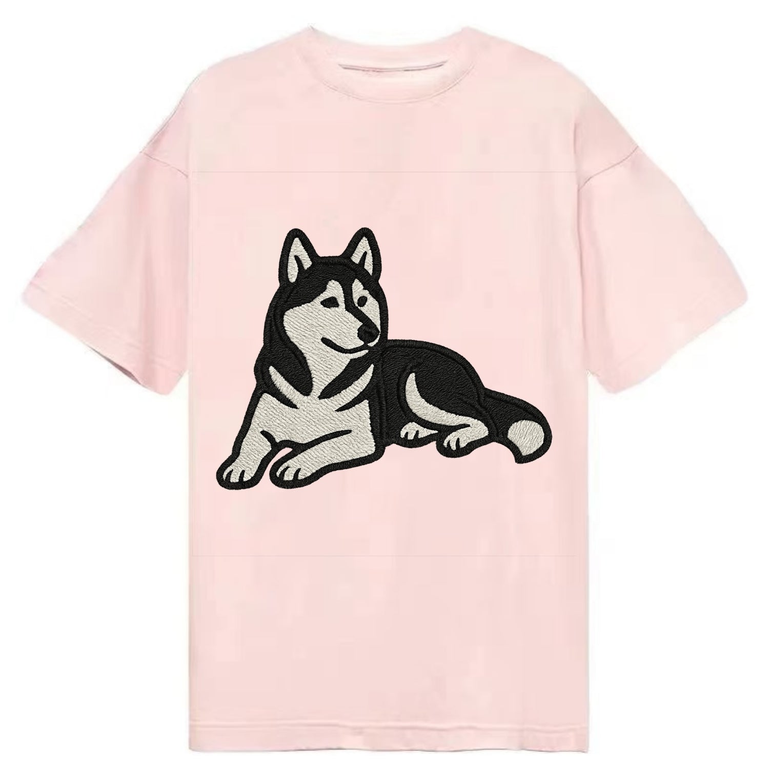 Siberian Husky - Black and white relaxed Classic T-shirt - Pink