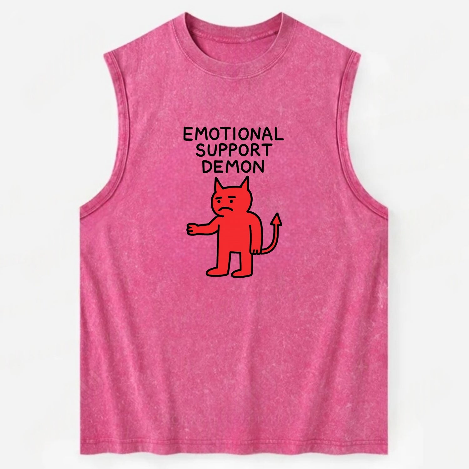 EMOTIONAL SUPPORT DEMON | Devil caring reluctantly - Vintage Washed Tank - Pink