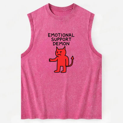 EMOTIONAL SUPPORT DEMON | Devil caring reluctantly - Vintage Washed Tank - Pink