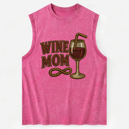 Wine Mom  - Vintage Washed Tank - Pink