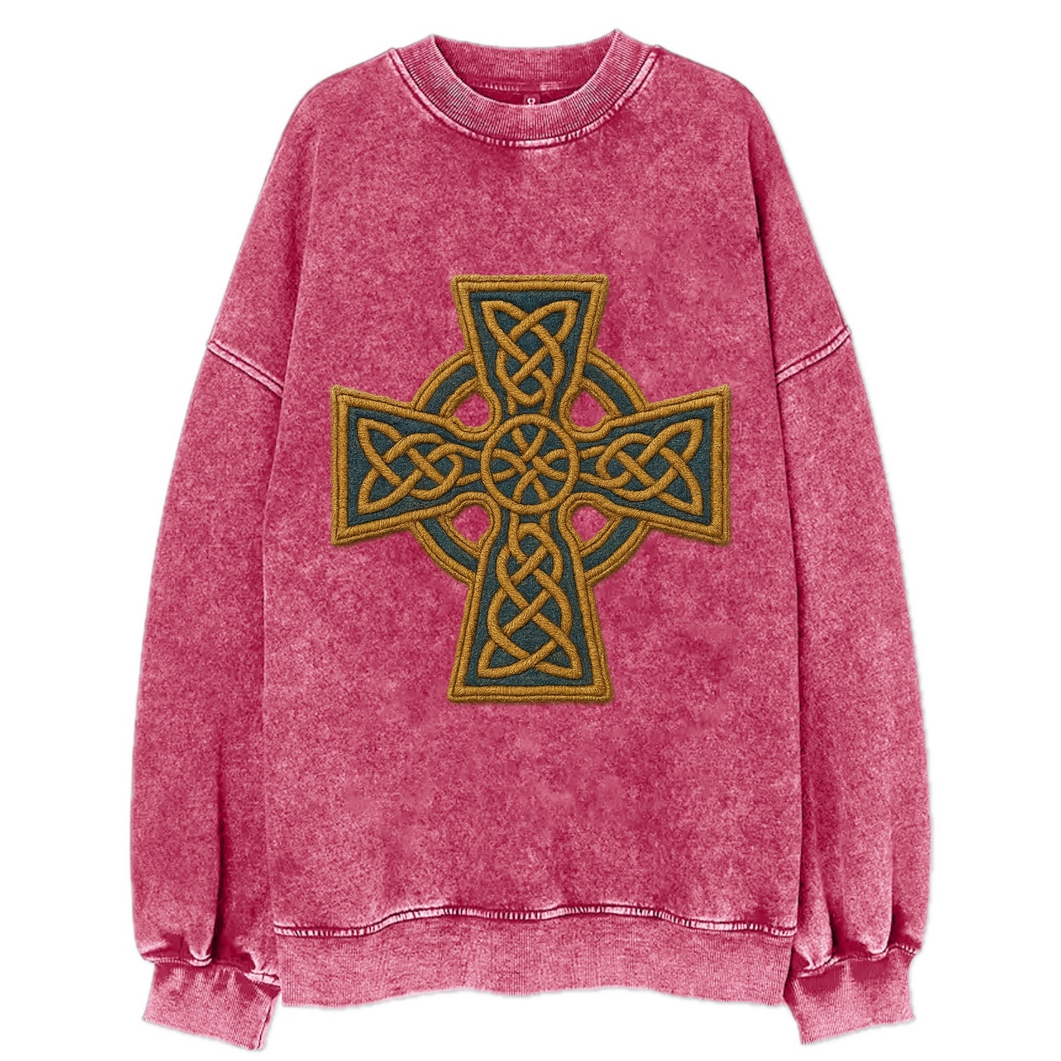 Book Of Kells Cross - Vintage Sweatshirt - Pink