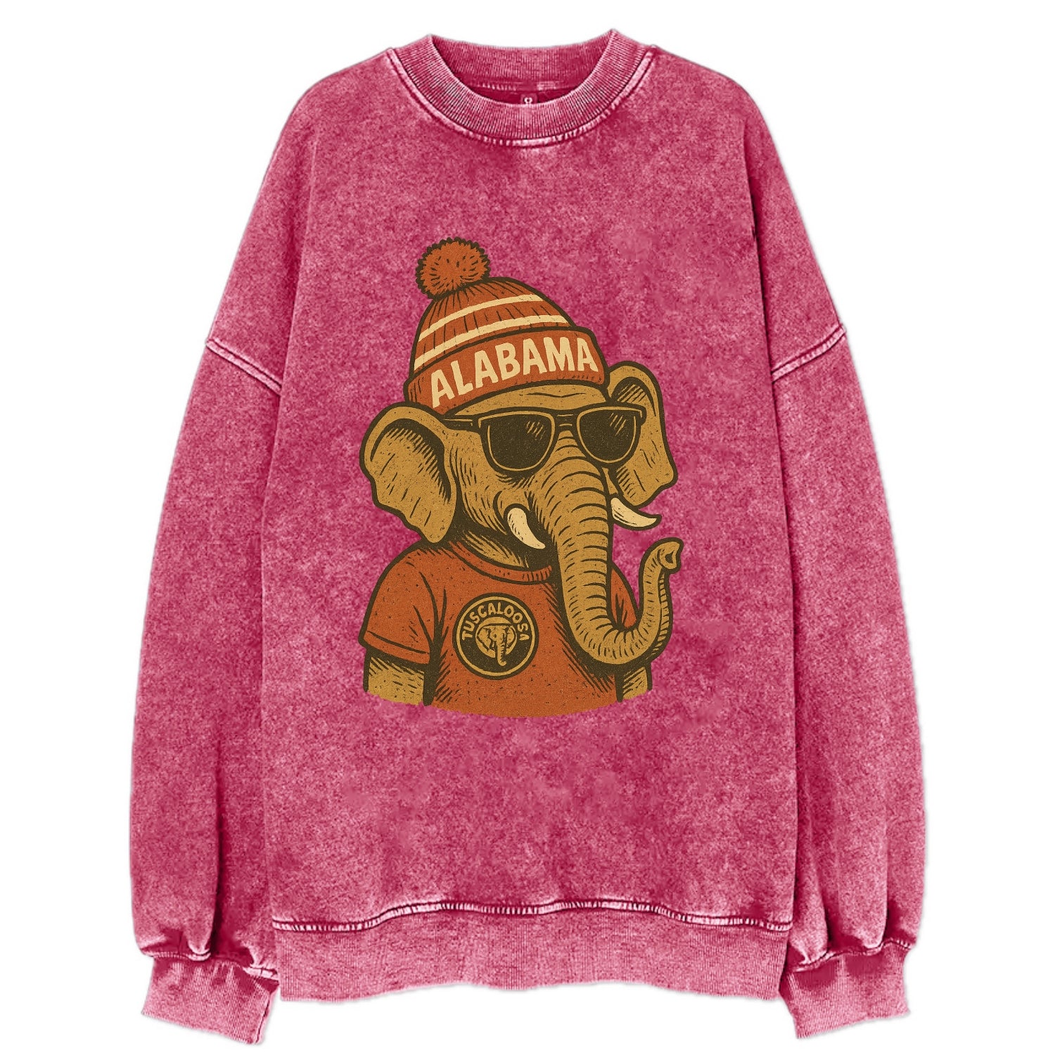 Tuscaloosa Crimson Elephant wearing Alab - Vintage Sweatshirt - Pink
