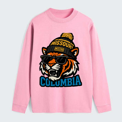Columbia Tiger wearing Missouri beanie with Mizzou patch - Classic Long Sleeve Shirt - Pink