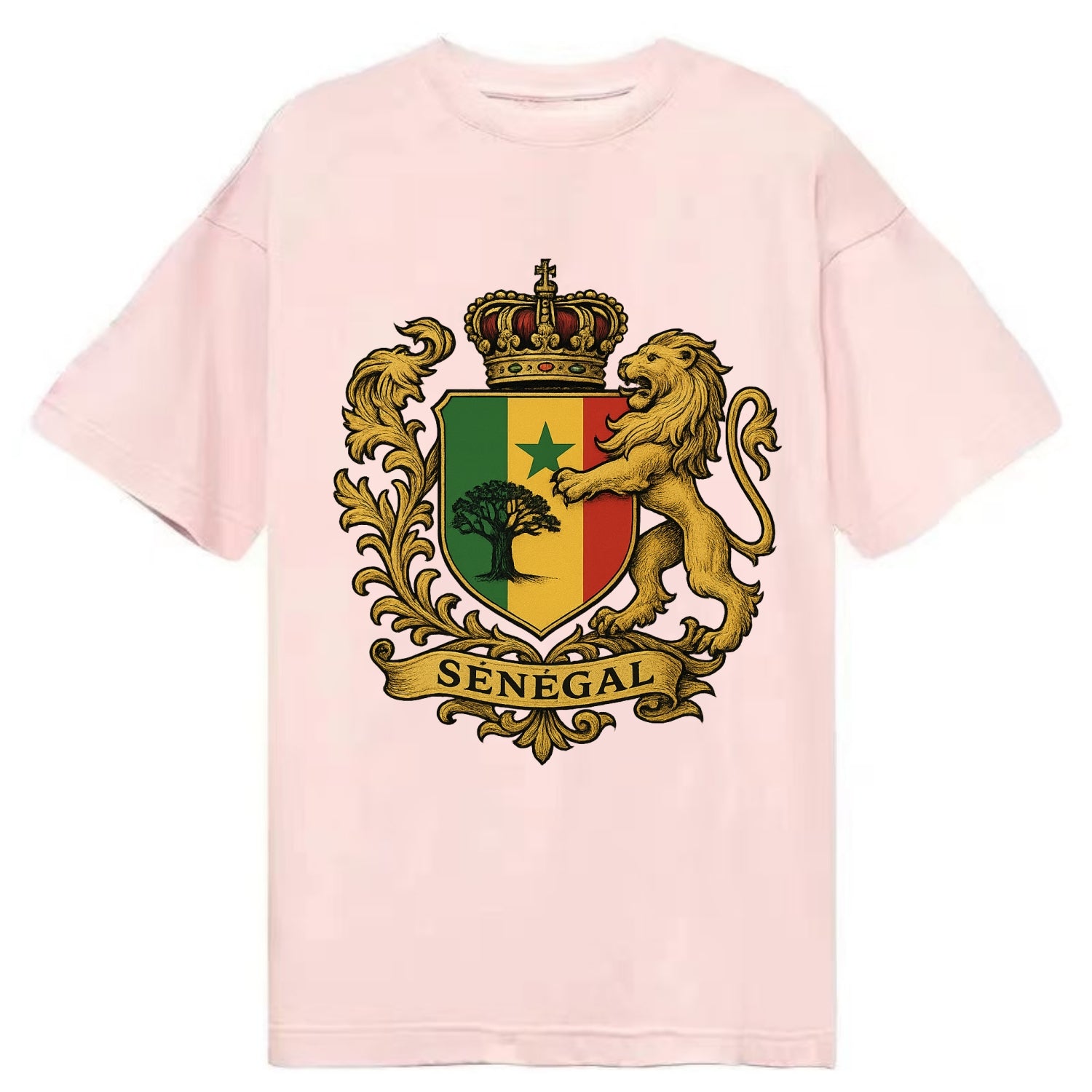 Senegal Lion Emblem  - Classic T-shirt - Pink