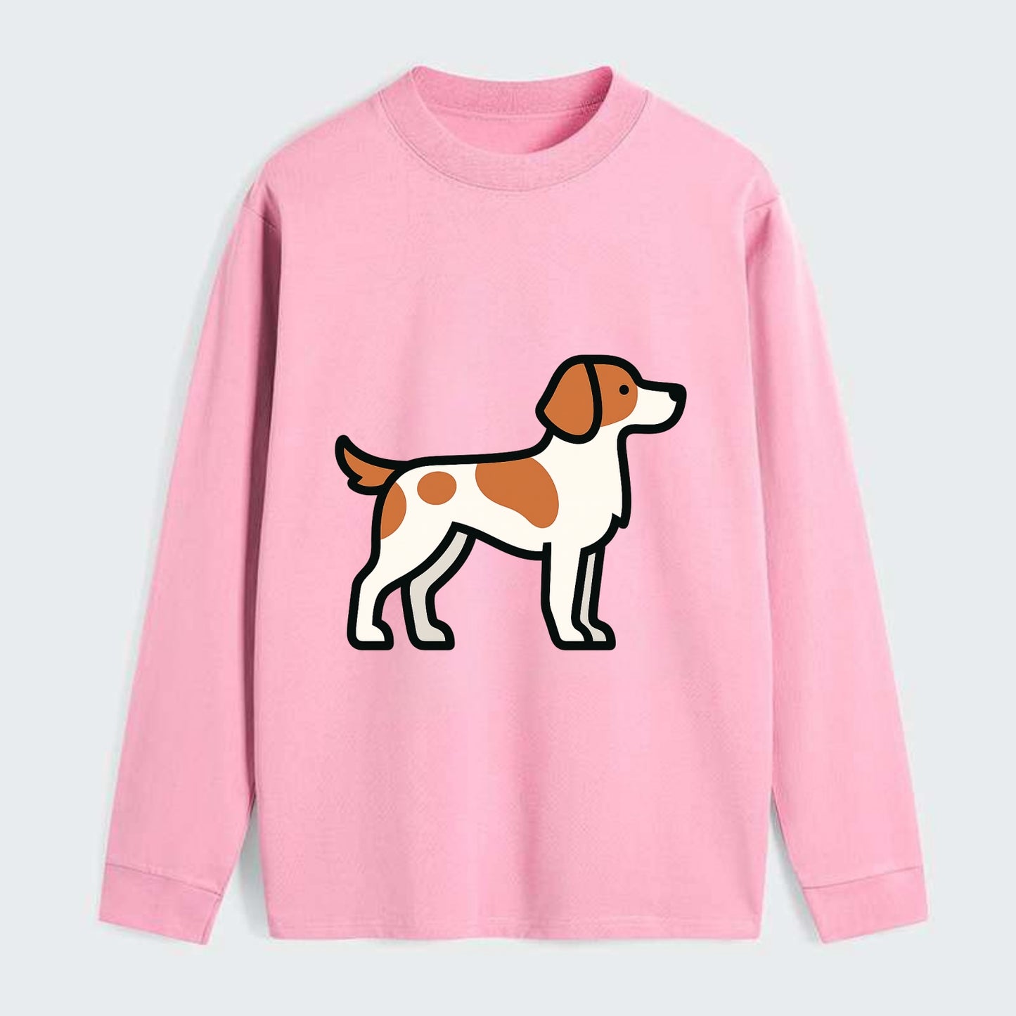 Brittany Spaniel - Orange and white flat side profile - Classic Long Sleeve Shirt - Pink